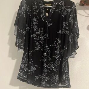 Black and Grey Floral Blouse